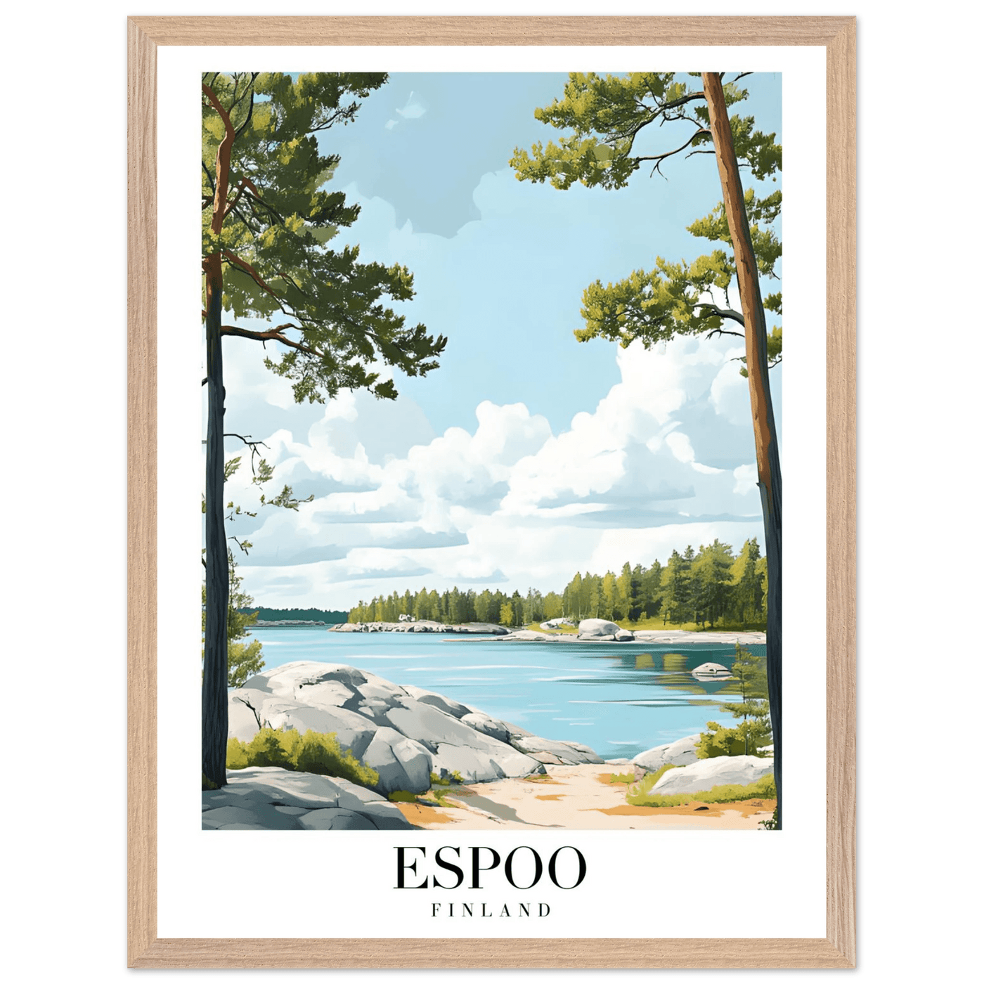 Espoo Finland Framed Poster – Serene Nordic Landscape Wall Art with Wooden Frame - Vibrantwalls