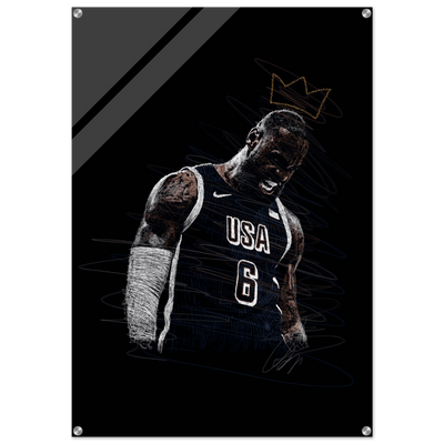 LeBron James 'King' Sketch Acrylic Print – Dynamic, Modern Sports Wall Art in Multiple Sizes - Vibrantwalls