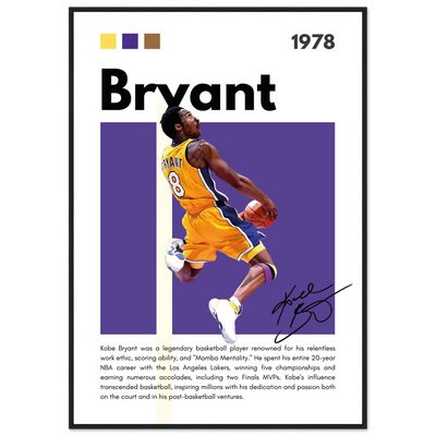 Kobe Bryant Black Mamba Lakers Vintage Poster 70x100 cm 28x40″ Black frame Vibrantwalls