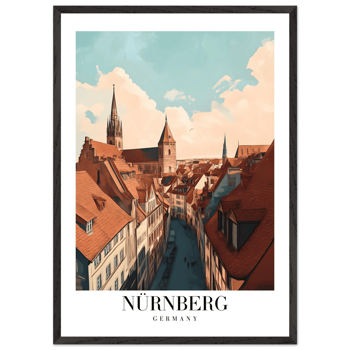 Nürnberg Germany Framed Poster – Vintage Travel Wall Art with Wooden Frame - Vibrantwalls