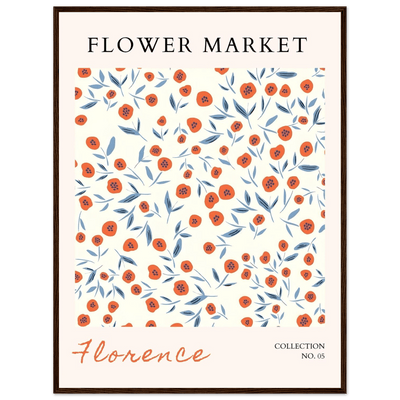Florence Flower Market Art Print – Vibrant Orange Poppies & Blue Leaves | Framed & Ready-to-Hang Wall Art - Vibrantwalls