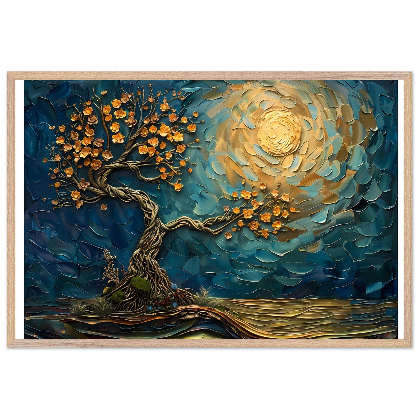 Tree of Life Jewelry - Golden Blooms & Midnight Sky Design - Vibrantwalls