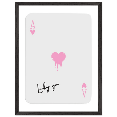 Lucky You - Ace of Hearts Drip Pink Print - Mounted Framed Poster Art with Eco-Friendly Wood Frame - Vibrantwalls
