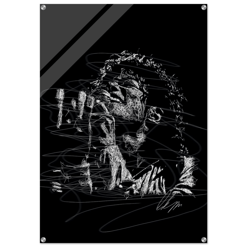 Michael Jackson Acrylic Print - Abstract Black & White Sketch Modern Wall Art in Multiple Sizes - Vibrantwalls