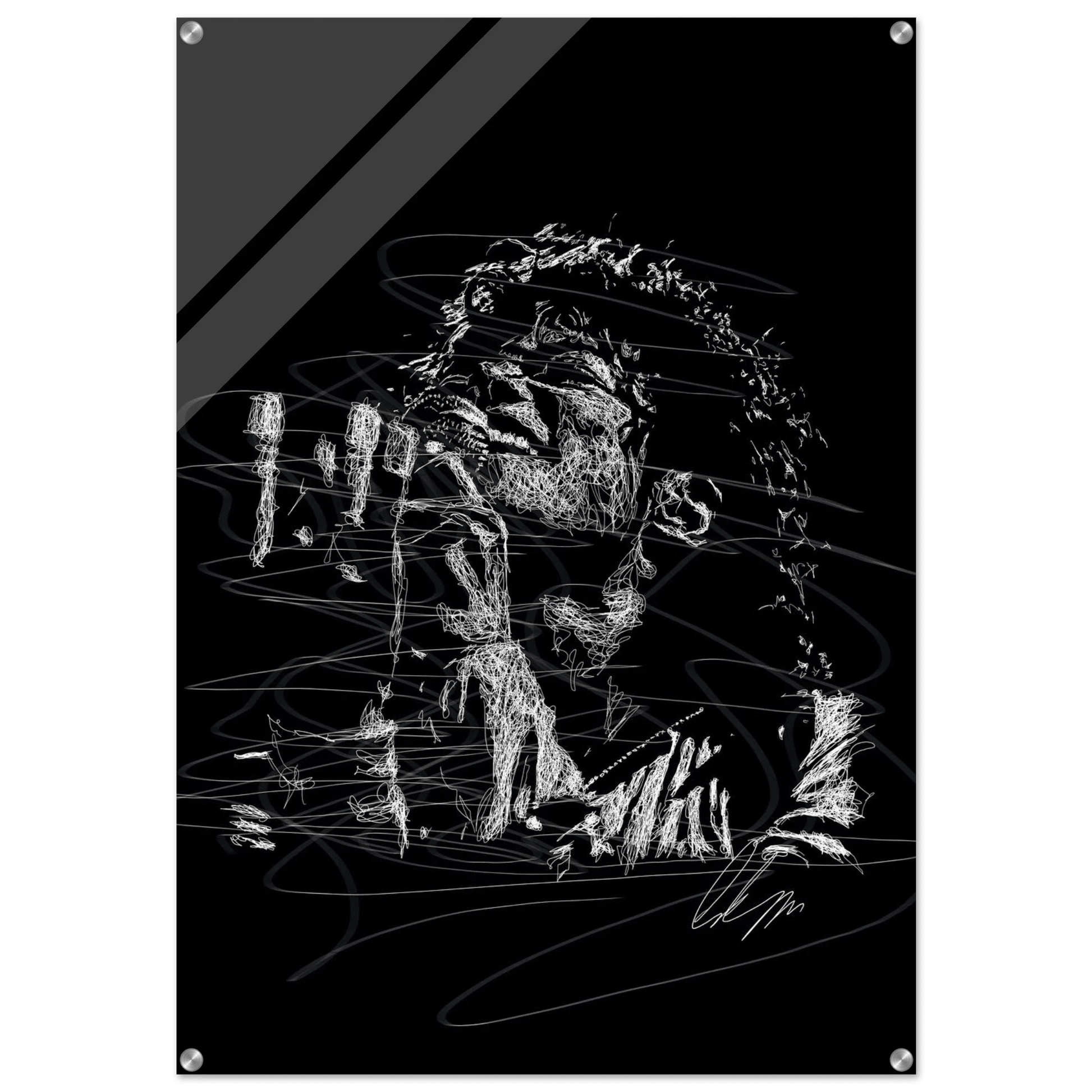 Michael Jackson Acrylic Print - Abstract Black & White Sketch Modern Wall Art in Multiple Sizes - Vibrantwalls
