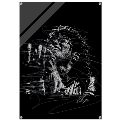 Michael Jackson Acrylic Print - Abstract Black & White Sketch Modern Wall Art in Multiple Sizes - Vibrantwalls