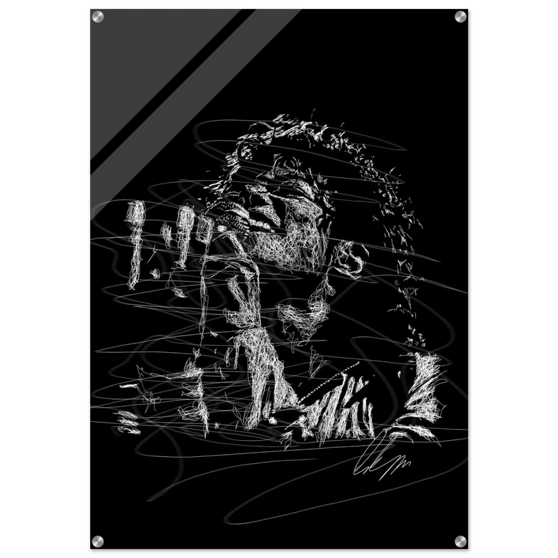 Michael Jackson Acrylic Print - Abstract Black & White Sketch Modern Wall Art in Multiple Sizes - Vibrantwalls