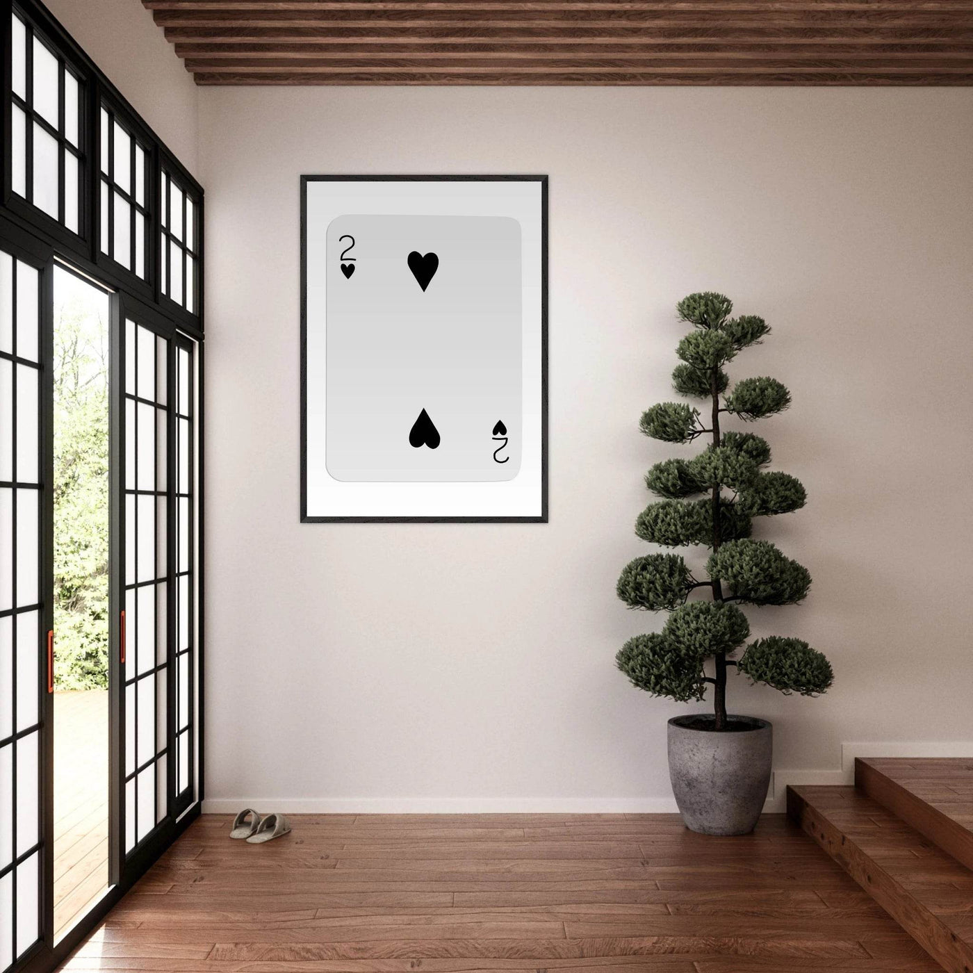 Two of Hearts Poker Card Print - Framed Wall Art, Eco-Friendly Wood Frame in Multiple Sizes & Finishes - Vibrantwalls