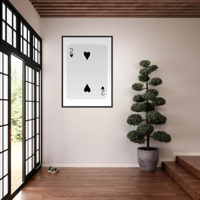 Two of Hearts Poker Card Print - Framed Wall Art, Eco-Friendly Wood Frame in Multiple Sizes & Finishes - Vibrantwalls