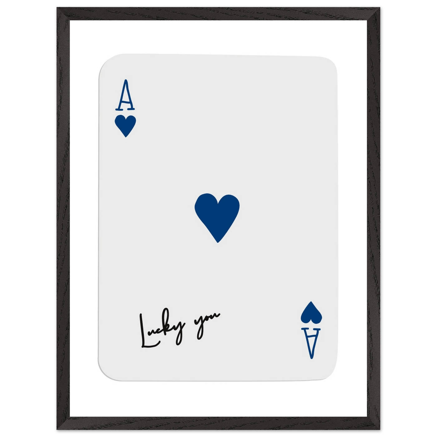 Lucky You Ace of Hearts - Framed Poker Card Art, Minimalist Eclectic Decor, Eco-Friendly Wood Frame - Vibrantwalls