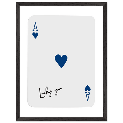 Lucky You Ace of Hearts - Framed Poker Card Art, Minimalist Eclectic Decor, Eco-Friendly Wood Frame - Vibrantwalls