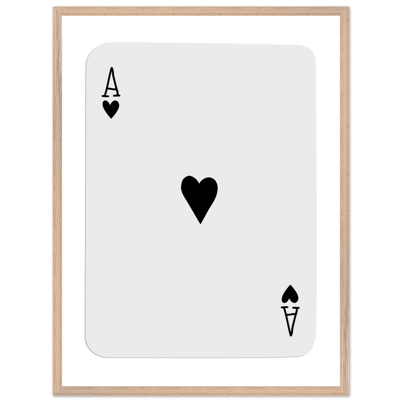 Ace of Hearts Minimalist Poker Card Art - Eco-Friendly Mounted Framed Poster, Choice of Frame Finish & Size - Vibrantwalls