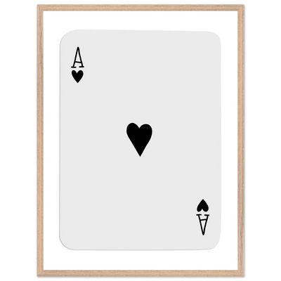 Ace of Hearts Minimalist Poker Card Art - Eco-Friendly Mounted Framed Poster, Choice of Frame Finish & Size - Vibrantwalls