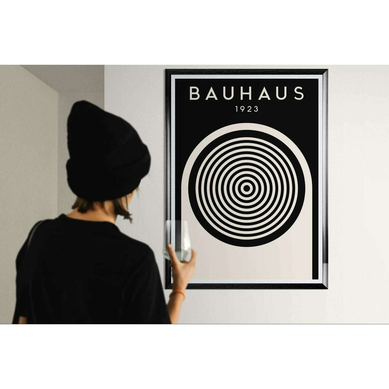 Bauhaus Black Cream Concentric Circle Wall Art - Vibrantwalls