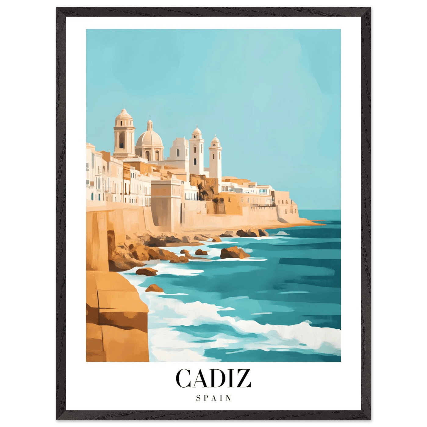 Cadiz Spain Framed Poster – Coastal Charm & Vintage Travel Wall Art with Wooden Frame - Vibrantwalls