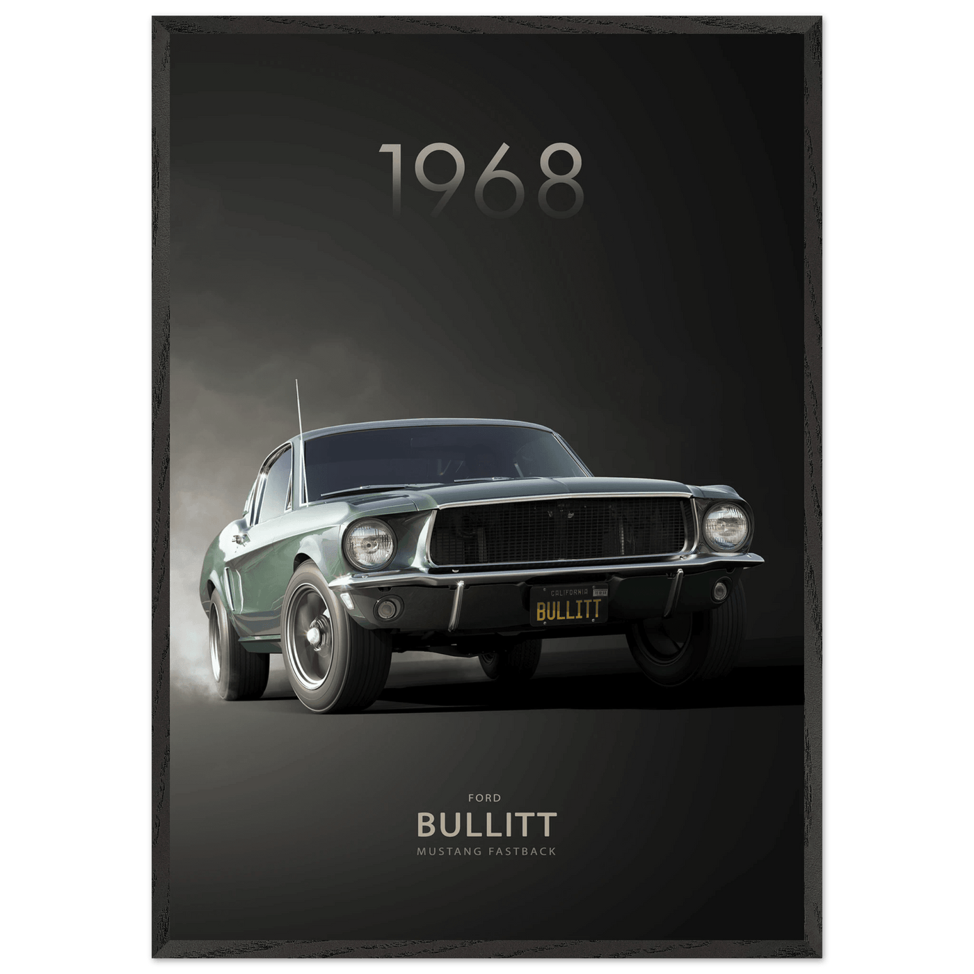 1968 Bullitt Mustang GT - 50th Anniversary Framed Poster | Iconic Green, Ready-to-Hang, Premium Quality - Vibrantwalls