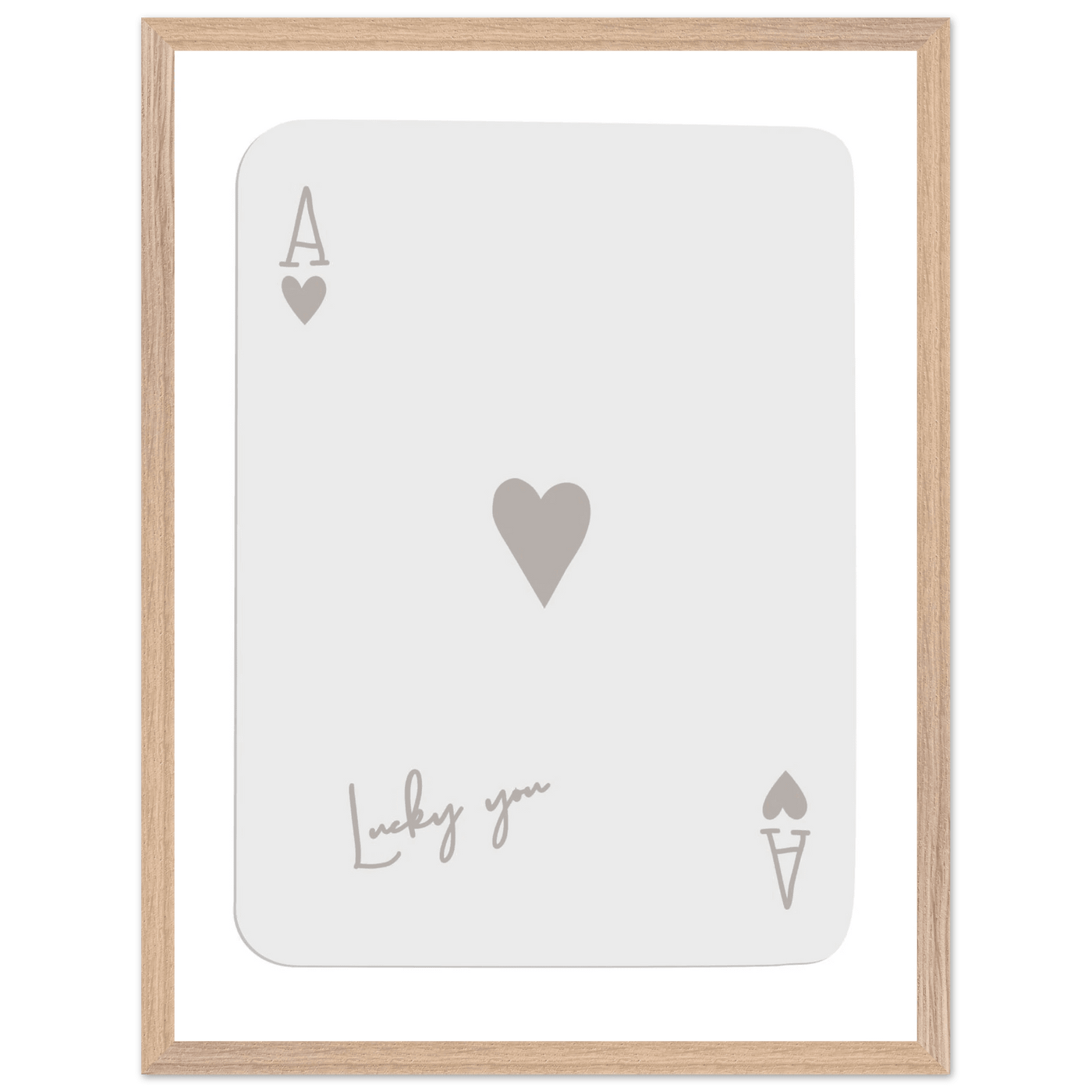 Minimalist Ace of Hearts Poker Card Print - Lucky You Wall Art, Eco-Friendly Wood Frame Poster - Vibrantwalls