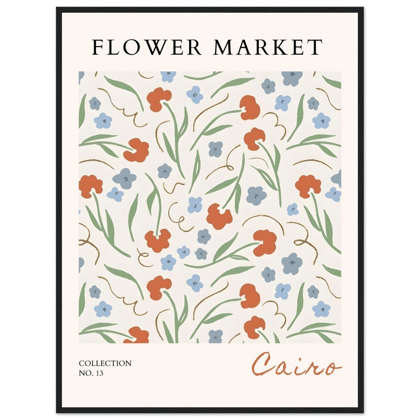 Flower Market Cairo Framed Poster – Abstract Floral Art Print | Earthy Tones & Ready-to-Hang Decor - Vibrantwalls