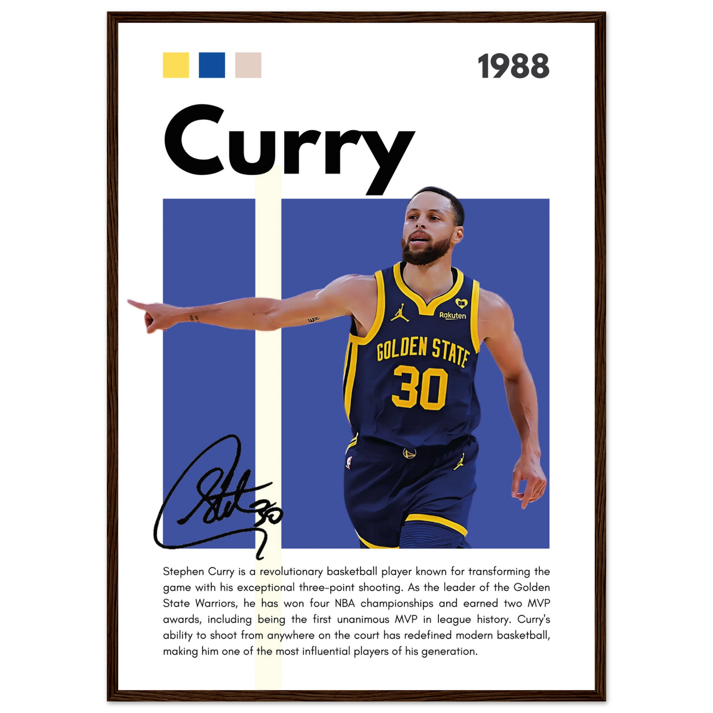 Stephen Curry Chef Curry Warriors Framed Poster 50x70 cm 20x28″ Dark wood frame Vibrantwalls