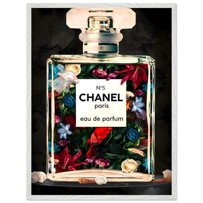 Chanel No. 5 Floral Fantasy Framed Art Print: A Timeless Blend of Iconic Fragrance and Vibrant Botanicals - Vibrantwalls