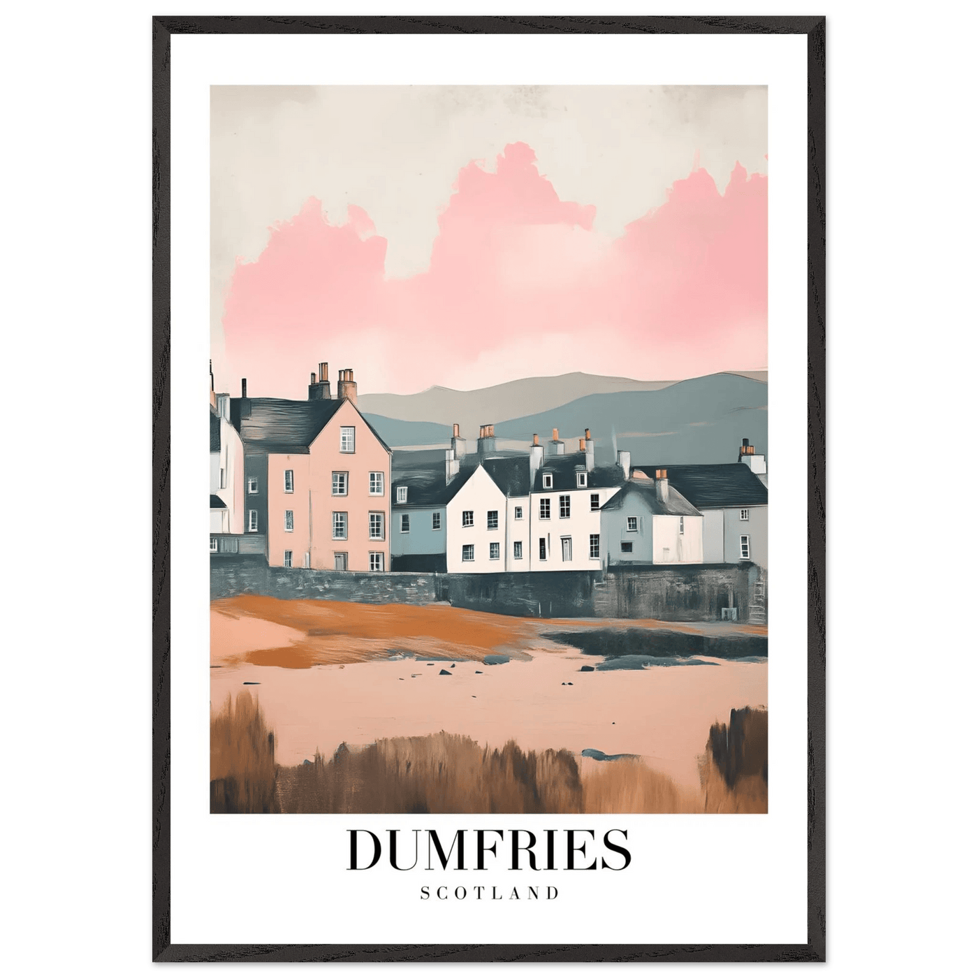 Dumfries Scotland Framed Poster – Pastel-Toned Vintage Travel Wall Art with Wooden Frame - Vibrantwalls