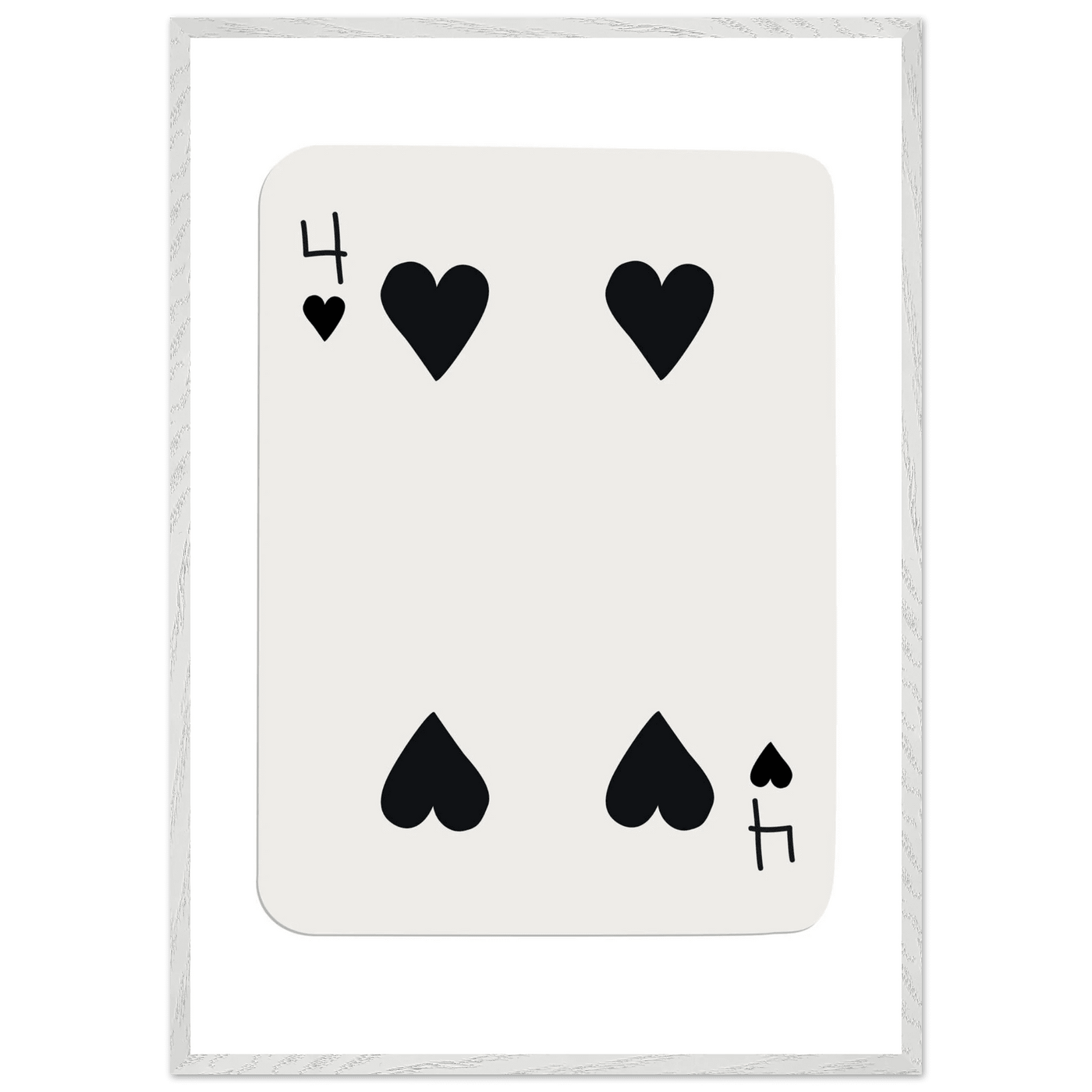 Minimalist Four of Hearts Poker Card Print - Mounted Framed Poster Art, Eco-Friendly Wood Frame - Vibrantwalls