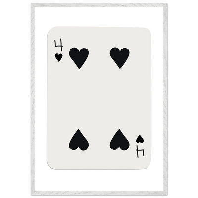 Minimalist Four of Hearts Poker Card Print - Mounted Framed Poster Art, Eco-Friendly Wood Frame - Vibrantwalls