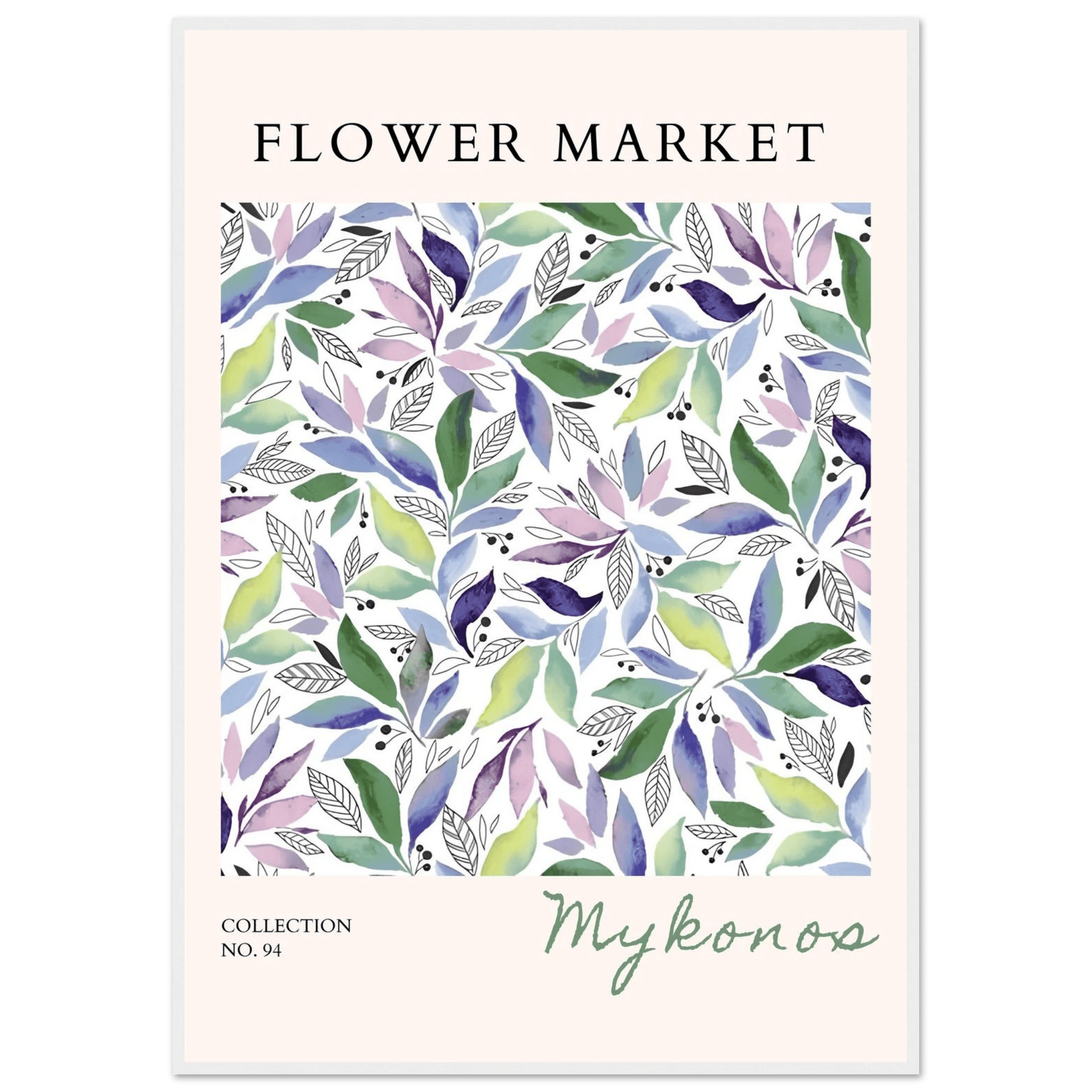 Mykonos Flower Market Serene Botanical Watercolor - Wall Art - Vibrantwalls