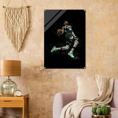 Giannis Antetokounmpo Milwaukee Bucks Acrylic Print – Dynamic NBA Art for Modern Spaces - Vibrantwalls