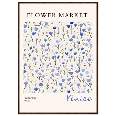 Venice Flower Market Framed Poster – Serene Blue Floral Art Print | Ready-to-Hang Wall Decor - Vibrantwalls