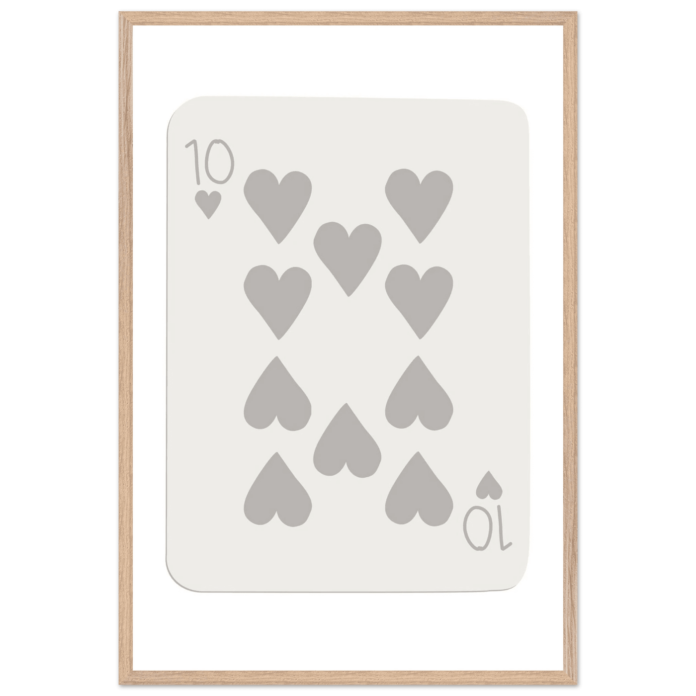 Minimalist Ten of Hearts Playing Card Print - Framed Poster Art, Eco-Friendly Wood Frame in Your Choice of Size & Finish - Vibrantwalls