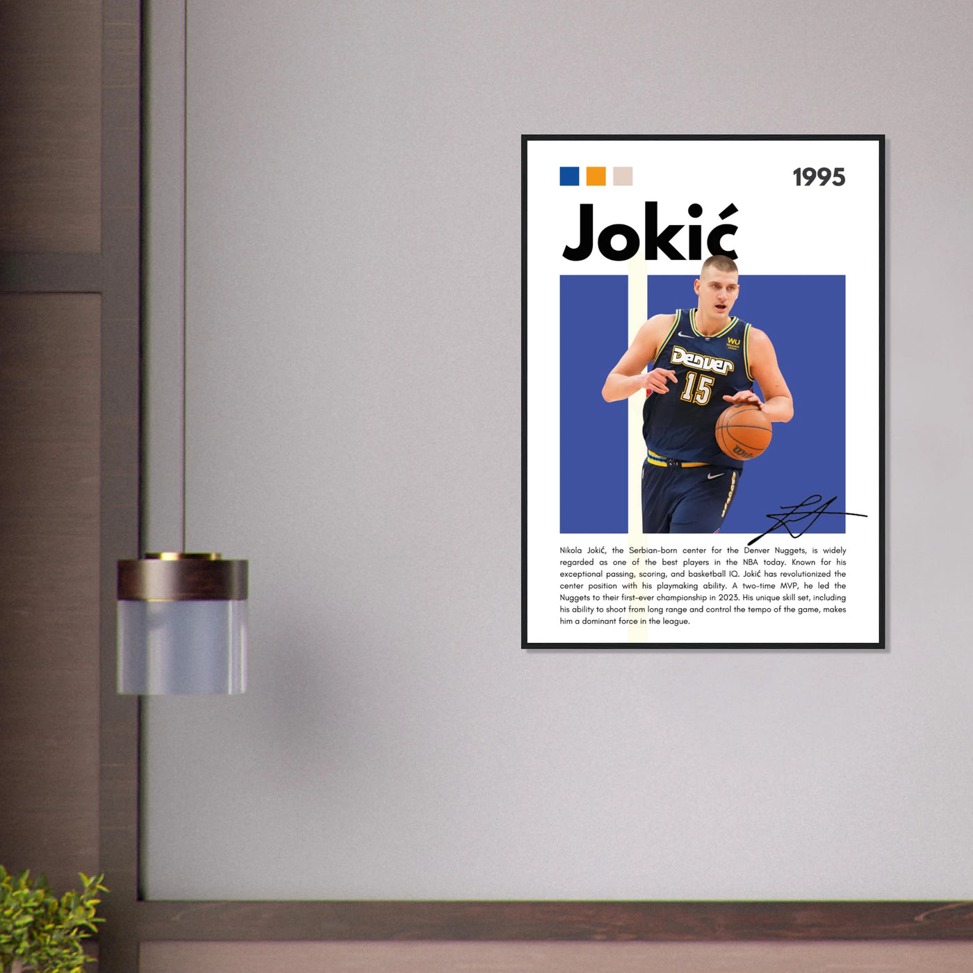 Nikola Jokic Joker Nuggets Minimalist Art Print Vibrantwalls