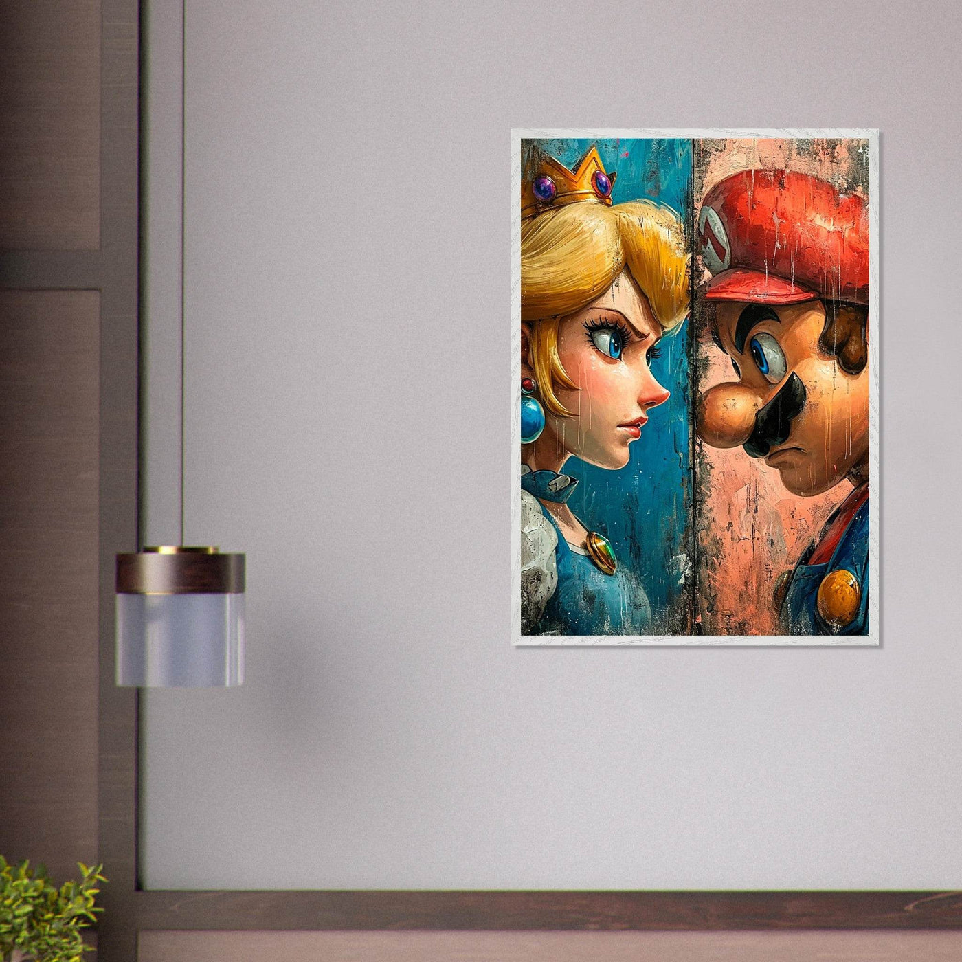 Mario & Peach Pop Art Mounted Framed Poster – Iconic Clash, Eco-Friendly, Ready to Hang - Vibrantwalls