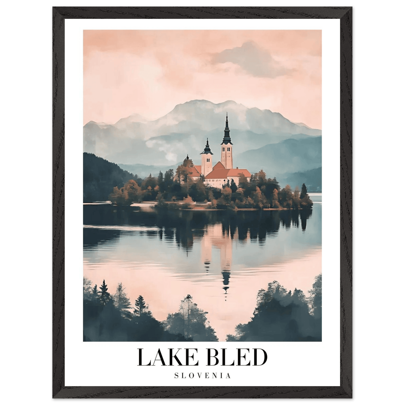 Lake Bled Slovenia Framed Poster – Serene Lakeside Wall Art with Wooden Frame - Vibrantwalls