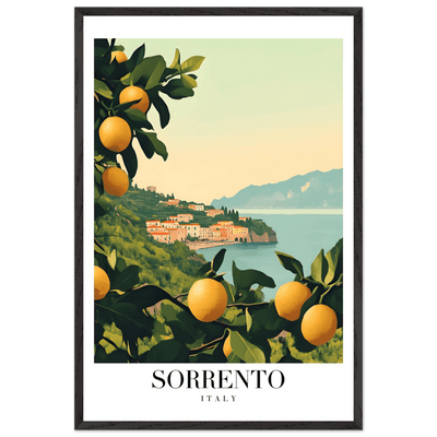 Sorrento Italy Framed Poster – Vintage Citrus Grove Travel Wall Art with Wooden Frame - Vibrantwalls