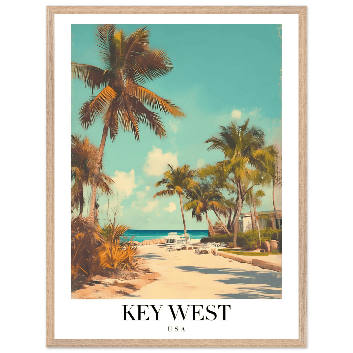 Key West USA Framed Poster – Vintage Travel Wall Art with Wooden Frame - Vibrantwalls
