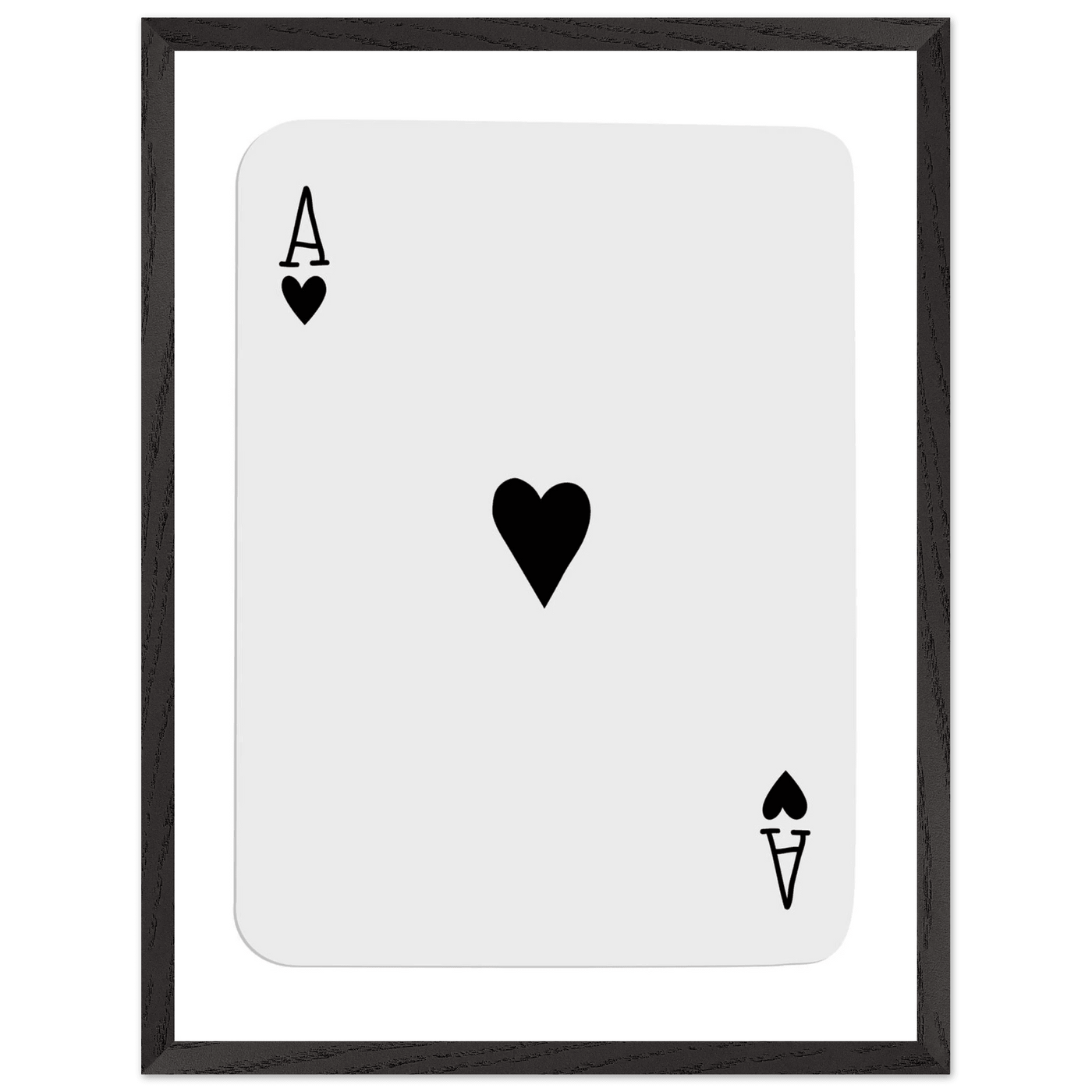 Ace of Hearts Minimalist Poker Card Art - Eco-Friendly Mounted Framed Poster, Choice of Frame Finish & Size - Vibrantwalls