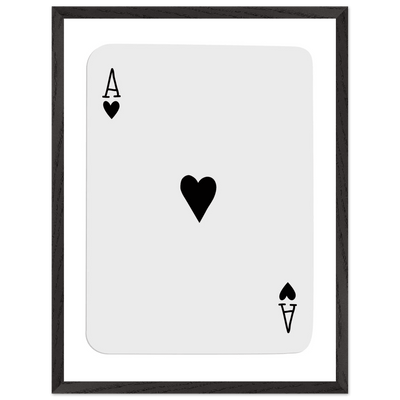 Ace of Hearts Minimalist Poker Card Art - Eco-Friendly Mounted Framed Poster, Choice of Frame Finish & Size - Vibrantwalls