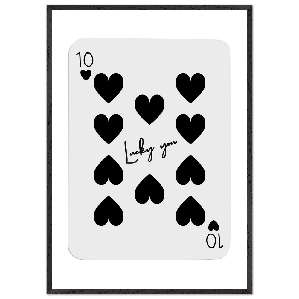Lucky You 10 of Hearts Custom Playing Cards Framed Poster Wall Art - Vibrantwalls