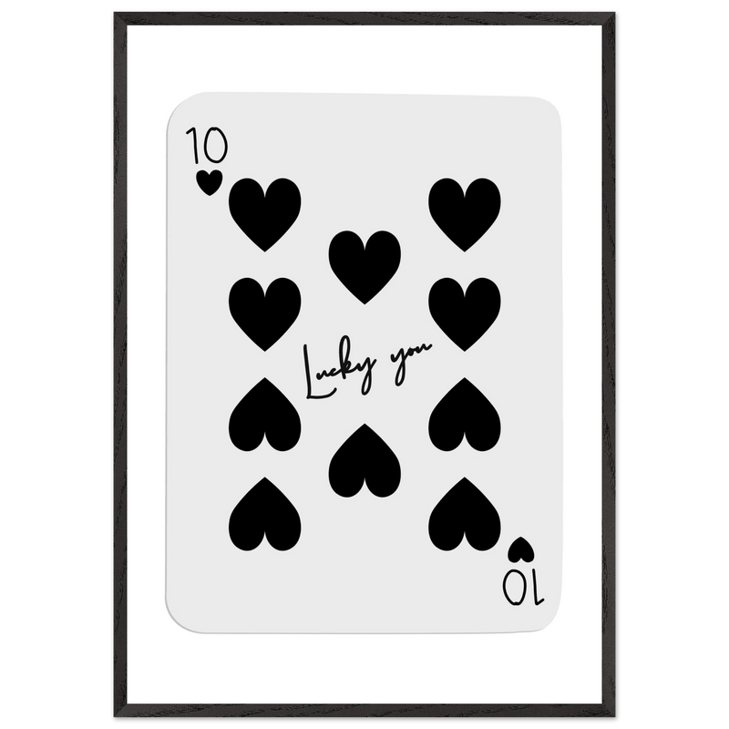 Lucky You 10 of Hearts Custom Playing Cards Framed Poster Wall Art - Vibrantwalls