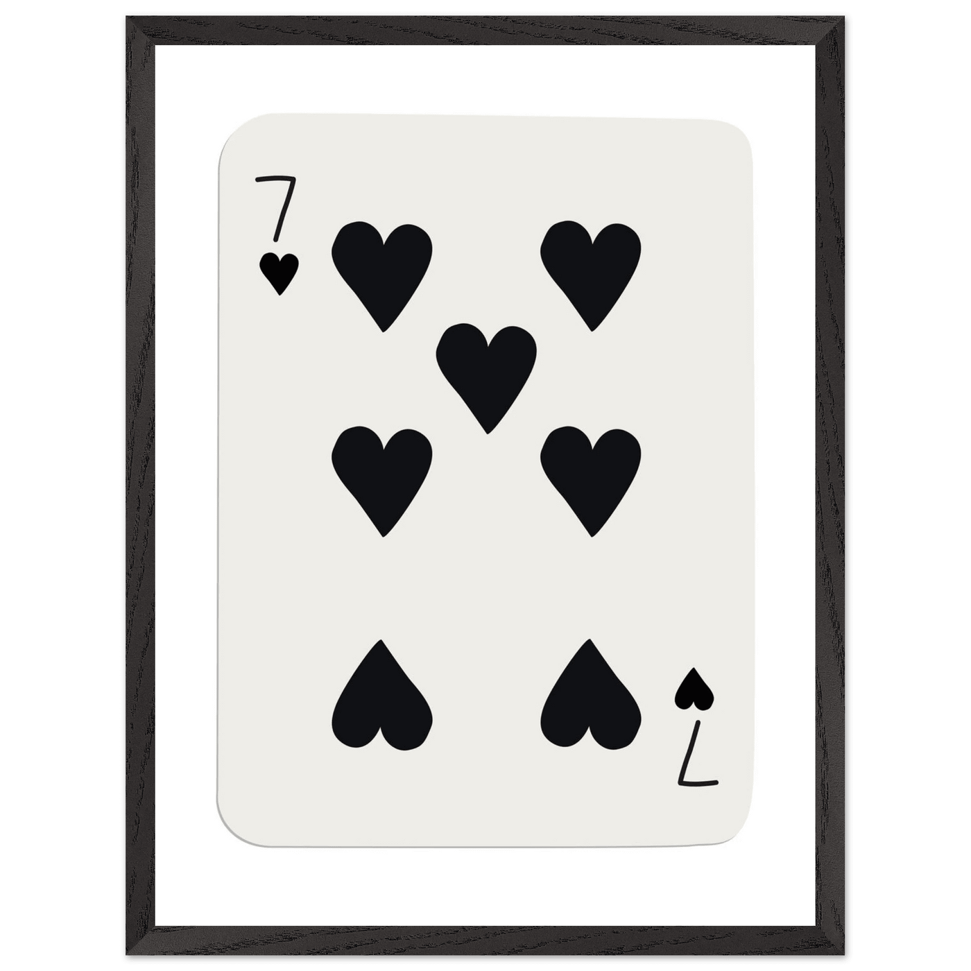 Seven of Hearts - Modern Poker Card Print Art - Eco-Friendly Wood Framed Poster, in your choice of elegant frames - Vibrantwalls
