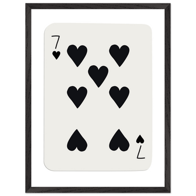 Seven of Hearts - Modern Poker Card Print Art - Eco-Friendly Wood Framed Poster, in your choice of elegant frames - Vibrantwalls