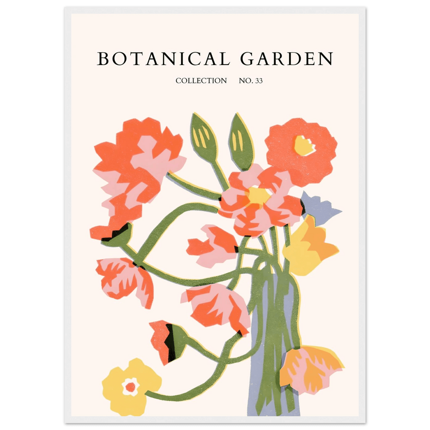 Botanical Garden Framed Poster - Abstract Floral Art Print | Warm Hues & Nature-Inspired Decor - Vibrantwalls