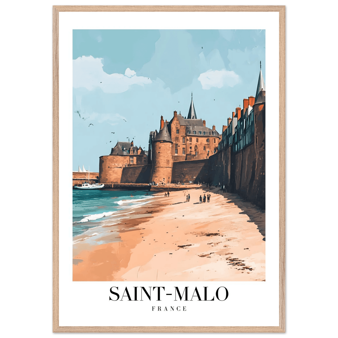 Saint-Malo France Framed Poster – Vintage Coastal Wall Art with Custom Wooden Frame - Vibrantwalls