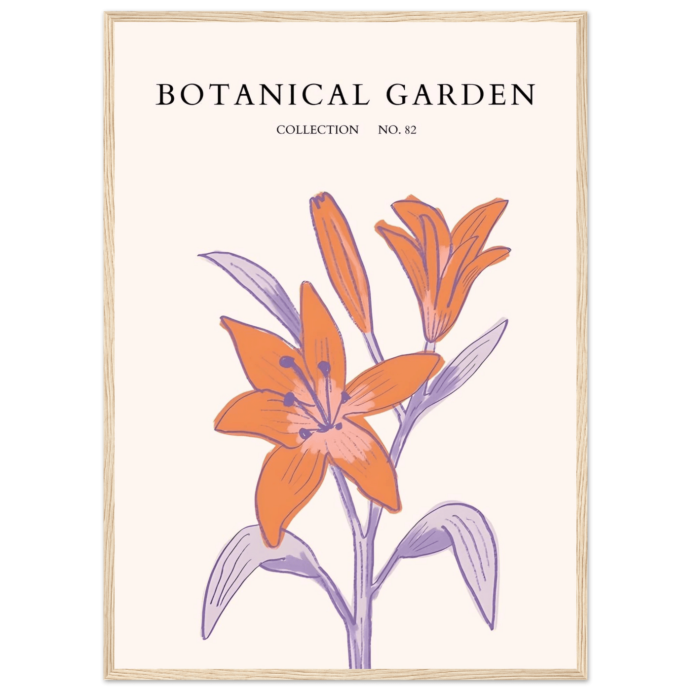 Botanical Garden Lily Print – Orange & Lavender Framed Poster | Elegant Nature Art for Modern Spaces, Ready-to-Hang - Vibrantwalls