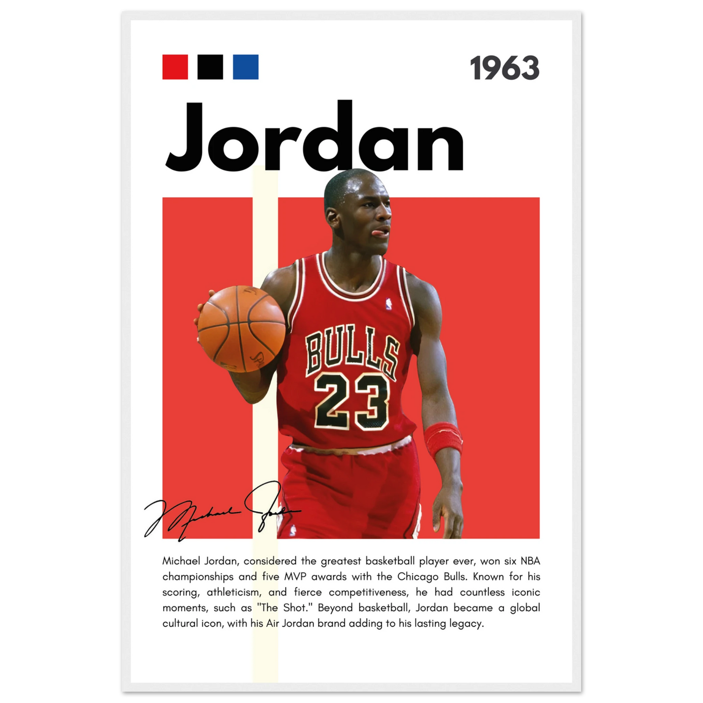 Michael Jordan Air Jordan Bulls Retro Print 60x90 cm 24x36″ White frame Vibrantwalls