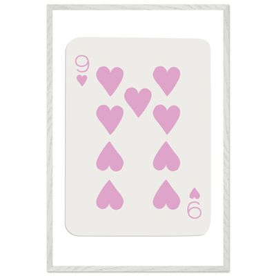 Nine of Hearts - Pink Poker Card Print - Mounted Framed Poster Art, Eco-Friendly Wood Frame - Vibrantwalls