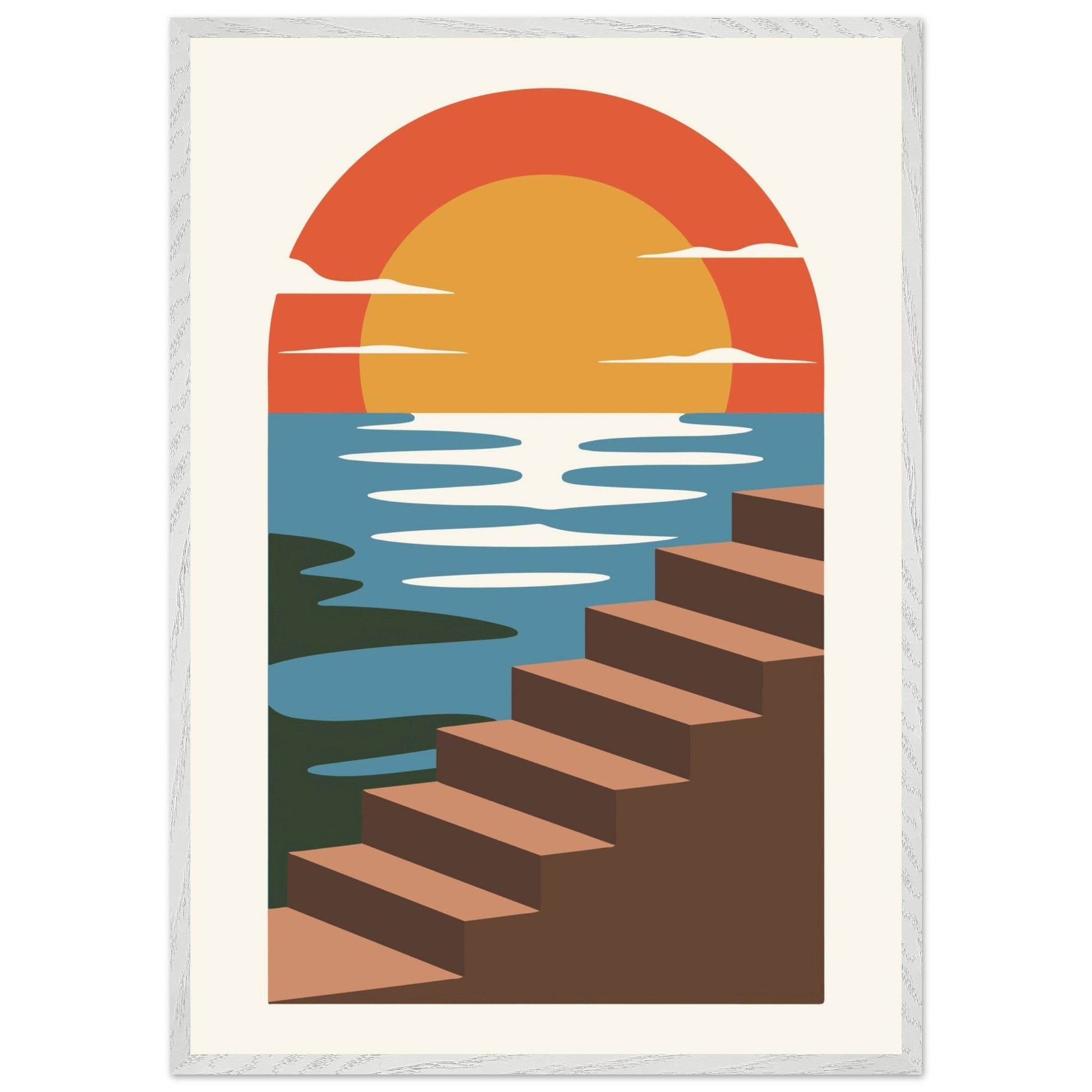 Coastal Steps Sunset Landscape Wall Art - Vibrantwalls