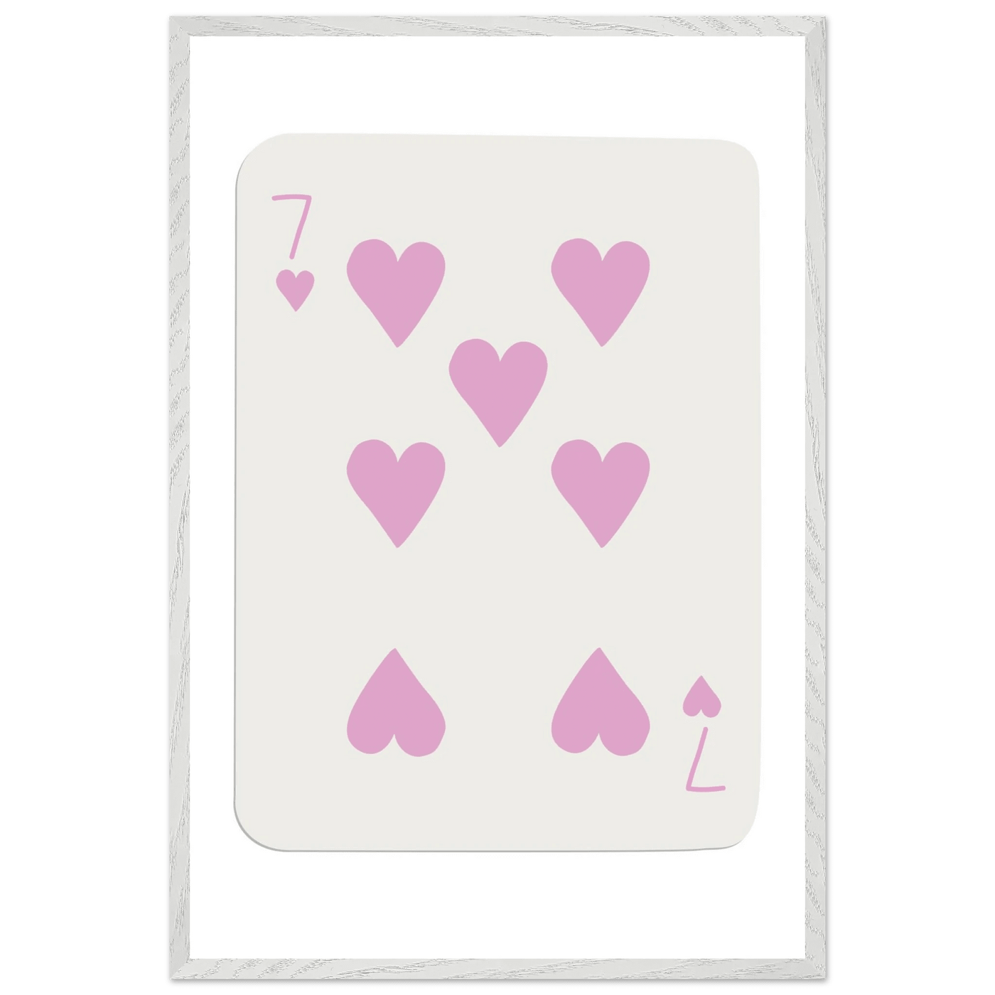 Charming Seven of Hearts Poker Card Print - Mounted Framed Poster Art with Eco-Friendly Wood Frame - Vibrantwalls