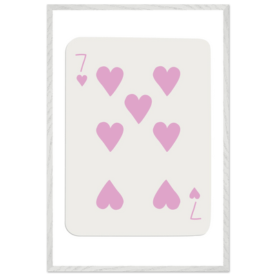 Charming Seven of Hearts Poker Card Print - Mounted Framed Poster Art with Eco-Friendly Wood Frame - Vibrantwalls